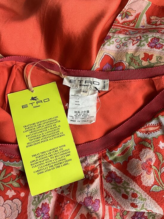 Etro Milano 100% Silk Skirt Floral Paisley Print Multicolor Red Orange IT 40 - Picture 4 of 4